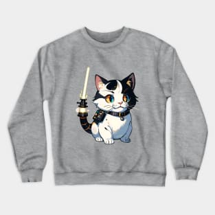 Star Cat Tshirt and Stickers Design Cute Cat Sci-Fi Characters Robot Carousel Crewneck Sweatshirt